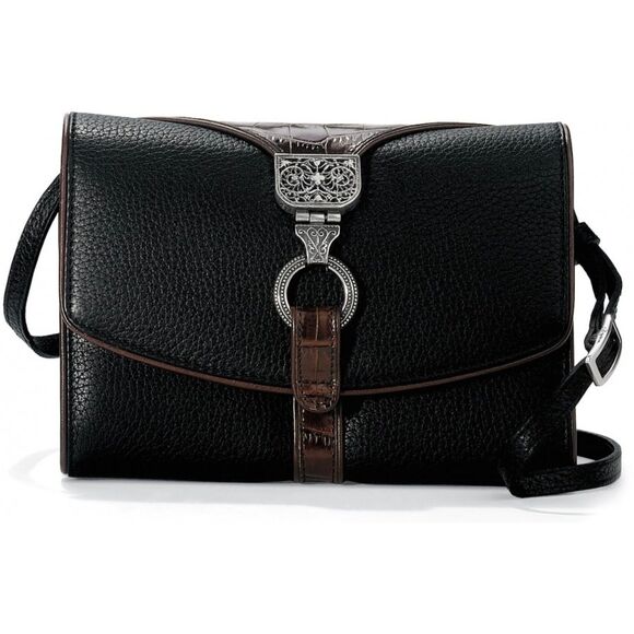 Brighton Nepal Organizer Pebble Italian Crocodile-Embossed Leather Crossbody Bag - Picture 1 of 11